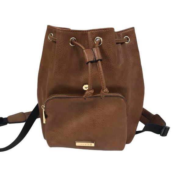 ALDO Bucket Backpack Brown Drawstring Gorpcore Travel Fairy Boho Festival Y2K - Picture 2 of 7